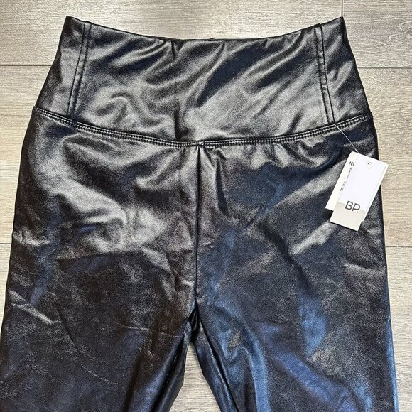 BP NORDSTROM NWT Size M Womens  Leggings Full Length Faux Leather Elastic Waist - Picture 2 of 7